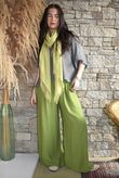 Basso Shirring Wide Leg Pant Verde